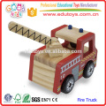 2016 juguete de dibujos animados de coches de bomberos encantadora para niños, color rojo mini juguete de madera de camiones de bomberos para niños,